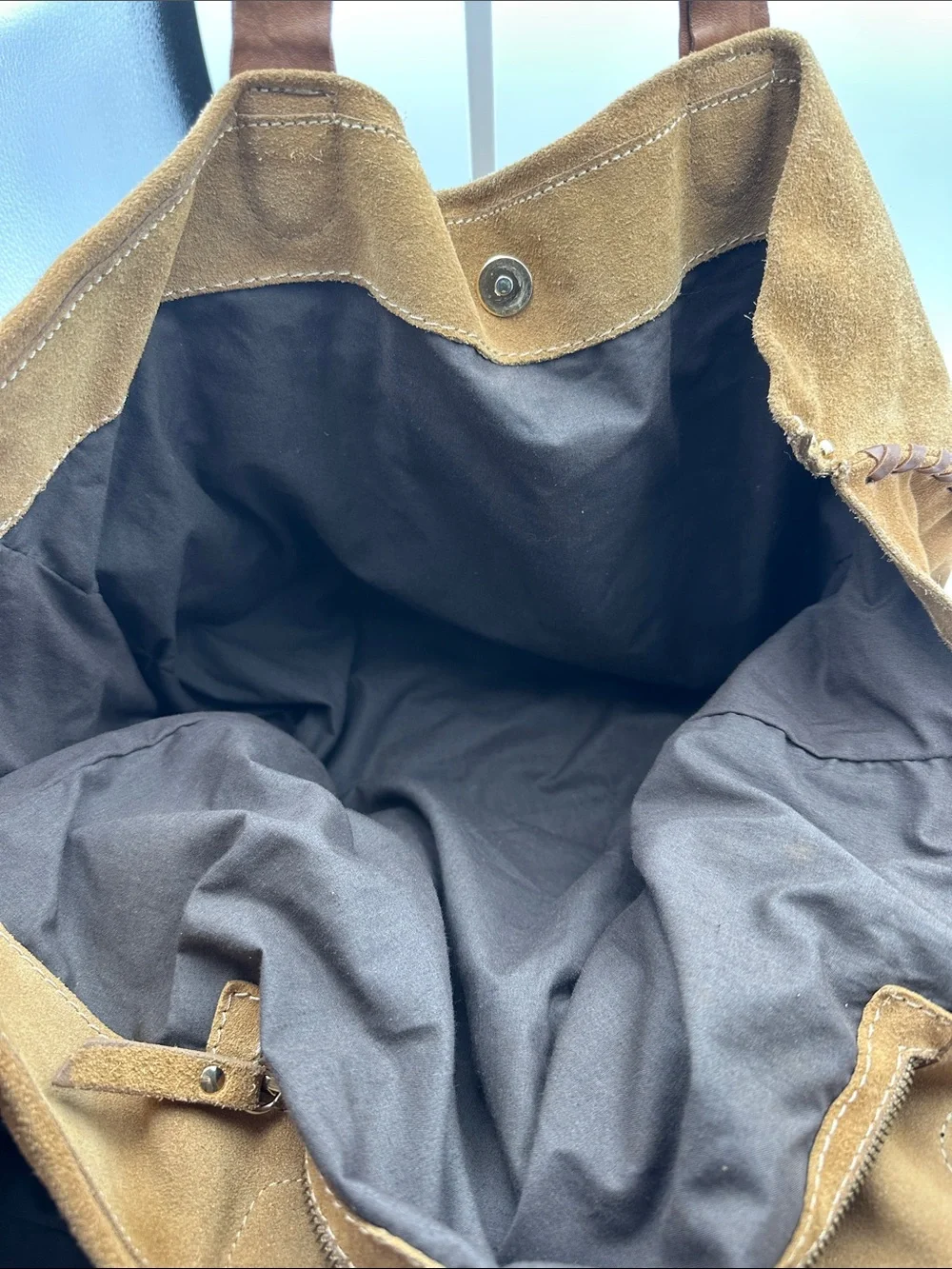 Massimo Dutti Large Suede  Bag with Woven Handles